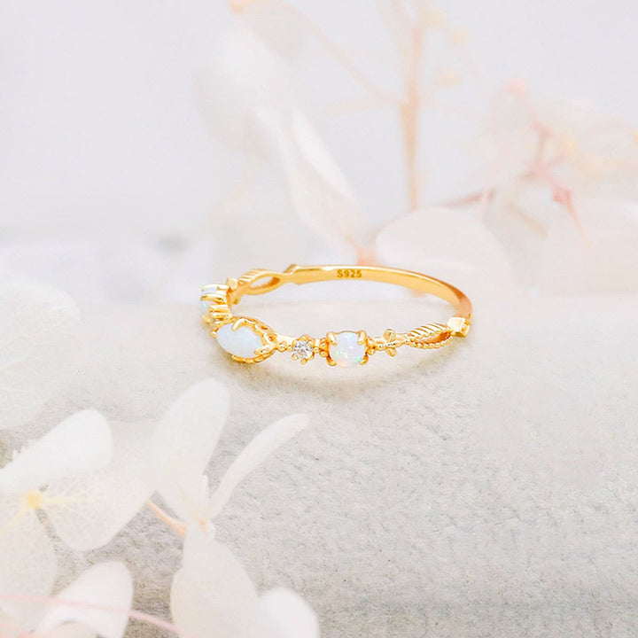 Lab Opal & Cubic Zirconia Ring in Gold Plated Sterling Silver