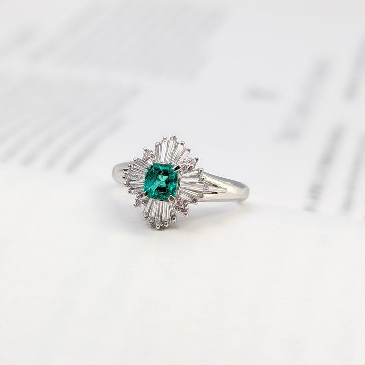 Vintage Emerald & Diamond Ring in Platinum