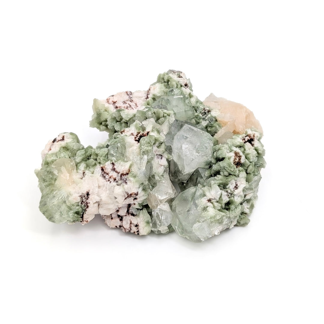 Green Apophyllite with Heulandite & Stilbite Freeform Cluster