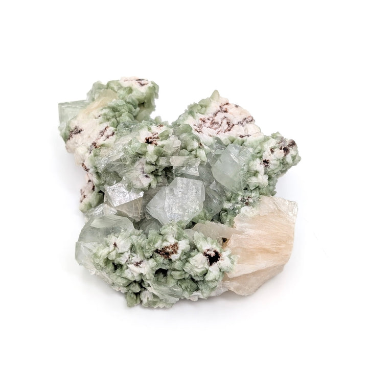 Green Apophyllite with Heulandite & Stilbite Freeform Cluster