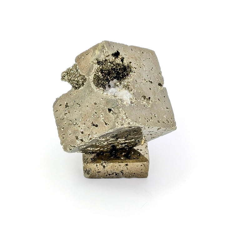 Polished Pyrite Cube with Crystal Cavity & Base