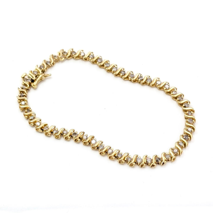 Vintage Diamond Tennis Bracelet in 10K Yellow Gold