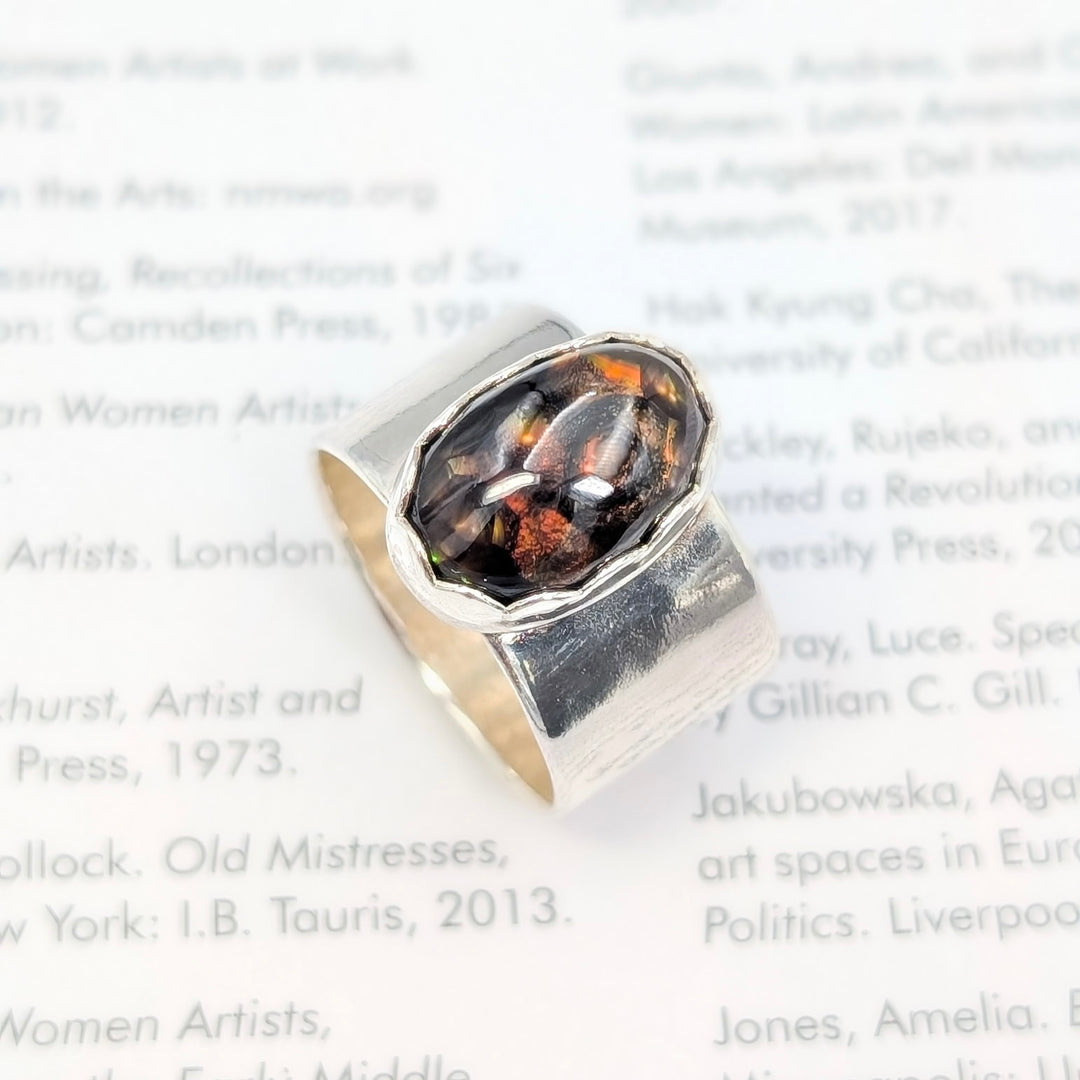 Fire Agate Ring in Sterling Silver