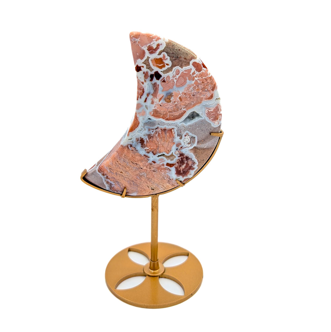 Cotton Candy Agate Moon on Stand