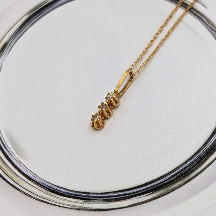 Vintage Diamond Trio Necklace Set in 14K Yellow Gold