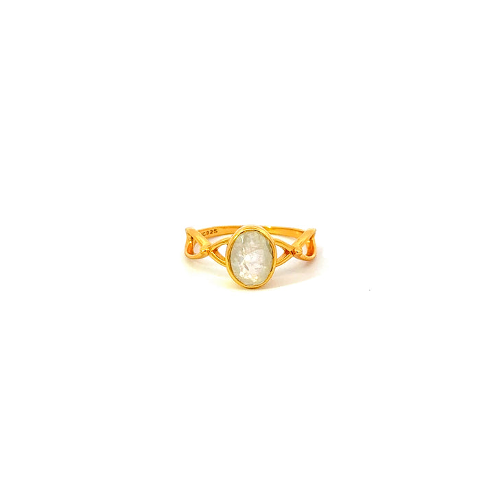 Rainbow Moonstone Ring in Gold over Sterling Silver