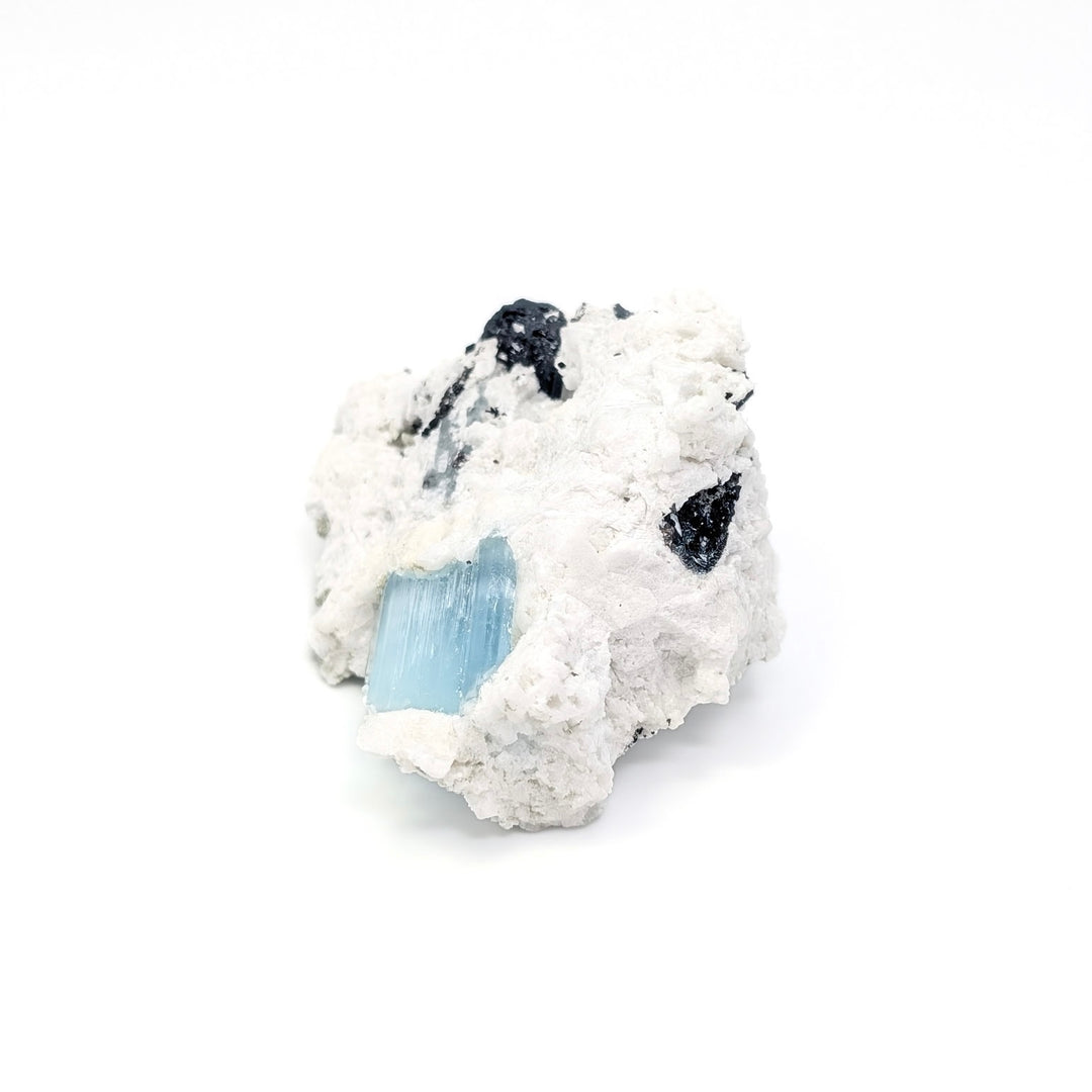 Aquamarine on Cleavelandite with Black Tourmaline