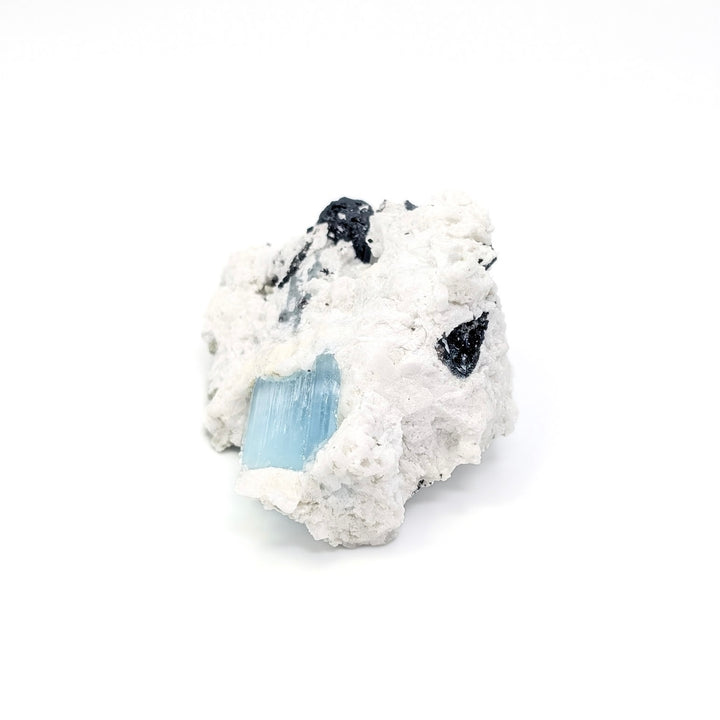 Aquamarine on Cleavelandite with Black Tourmaline