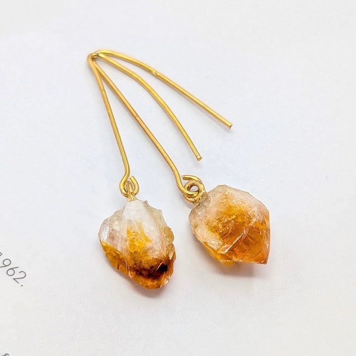 Brazilian Citrine Dangle Earrings in Base Metal