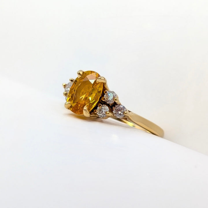 Vintage Yellow Sapphire & Diamond Ring in 14K Yellow Gold