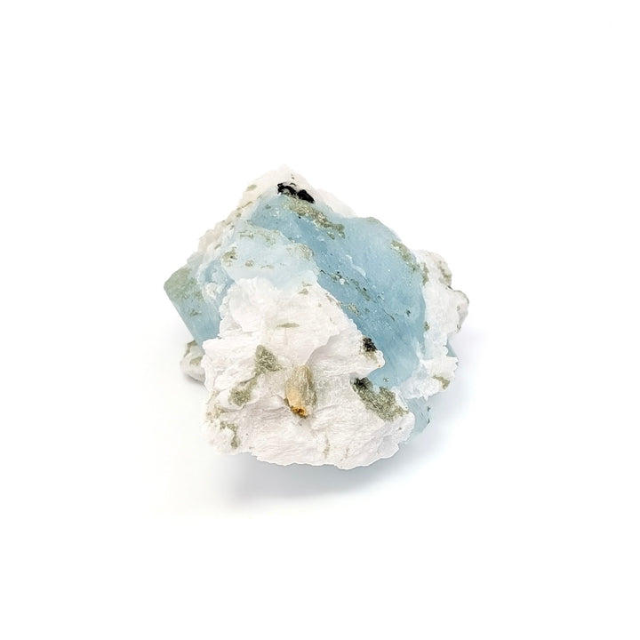Aquamarine on Cleavelandite with Black Tourmaline