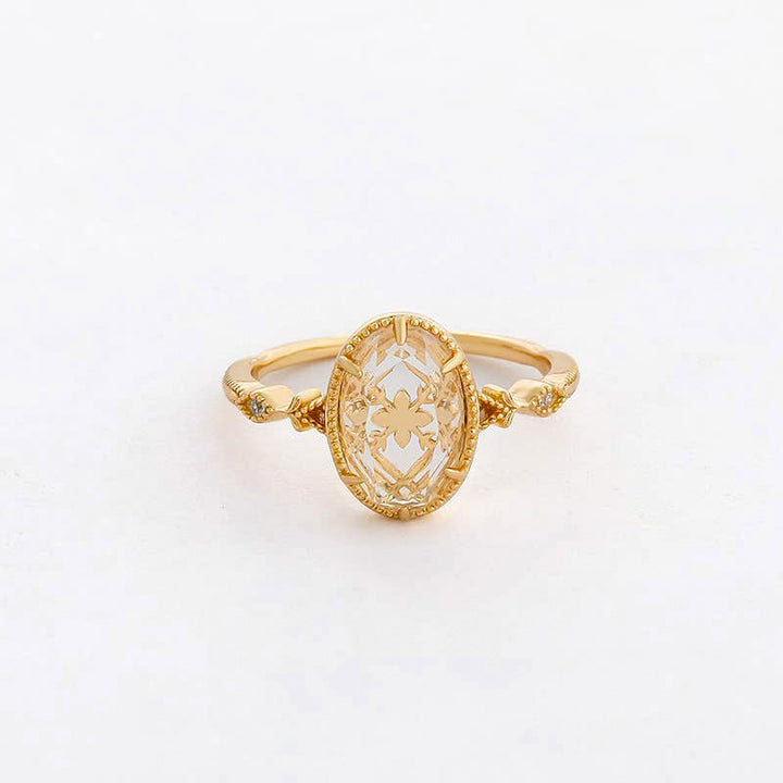 White Quartz & Cubic Zirconia Ring in Gold over Sterling Silver