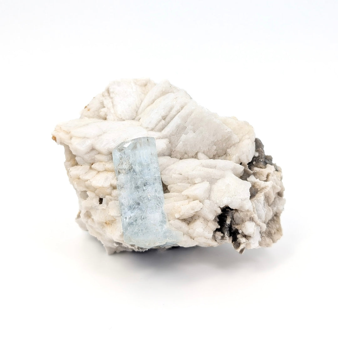 Aquamarine on Cleavelandite with Muscovite