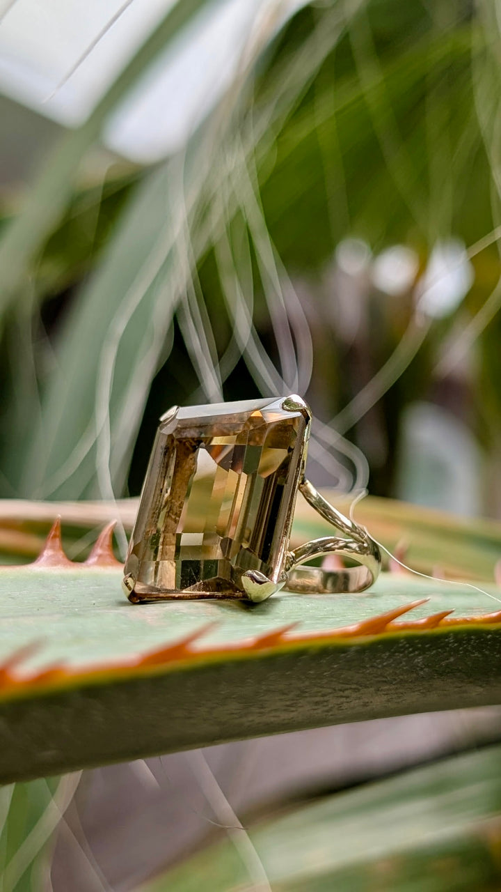Vintage Scapolite Cocktail Ring in 10K Yellow Gold
