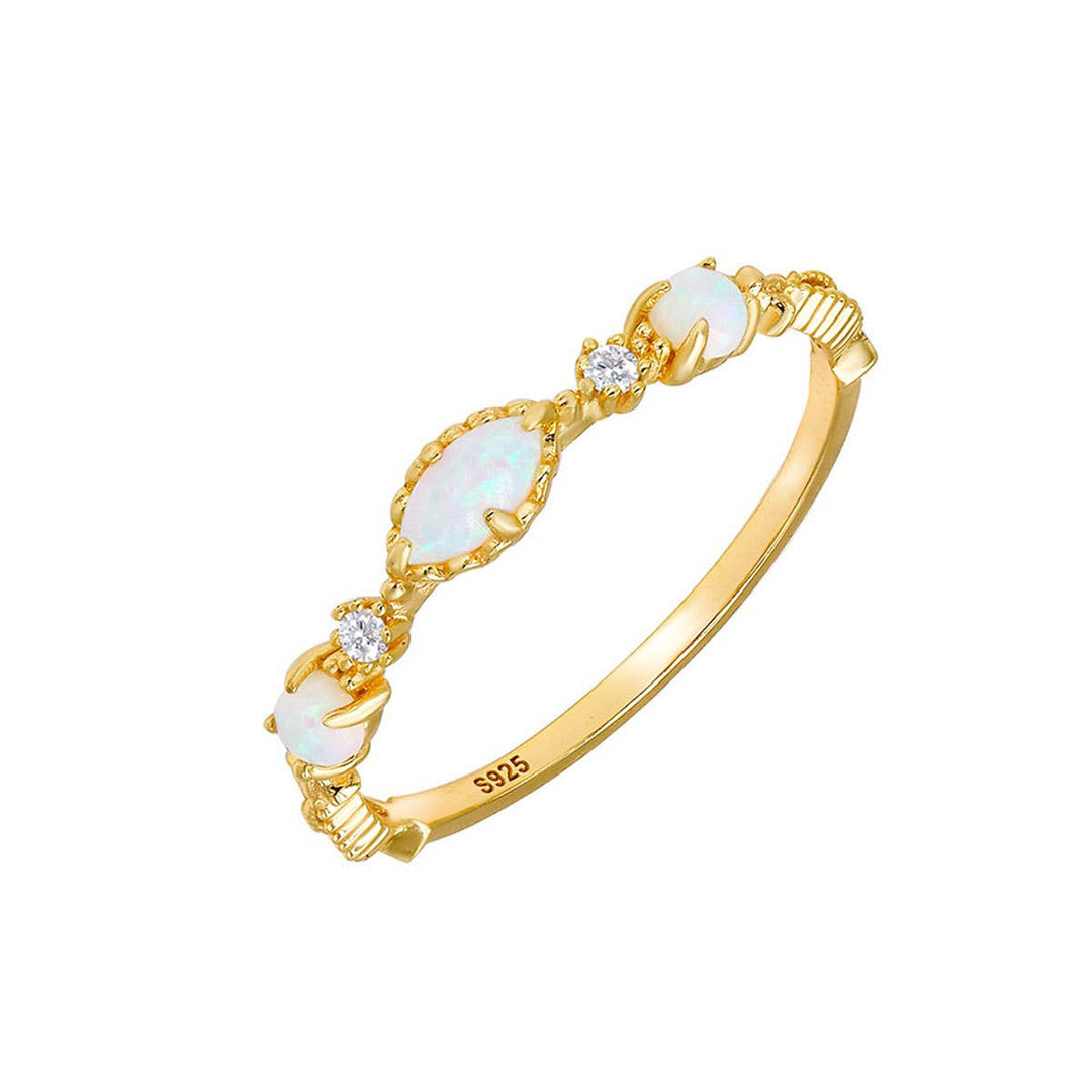 Lab Opal & Cubic Zirconia Ring in Gold Plated Sterling Silver