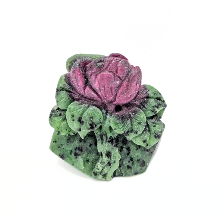 Ruby & Zoisite Polished Carved Rose
