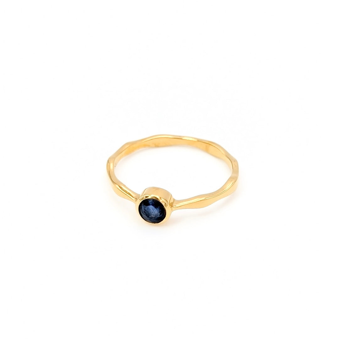 Sapphire Round-Cut Ring in 18K Gold over Sterling Silver