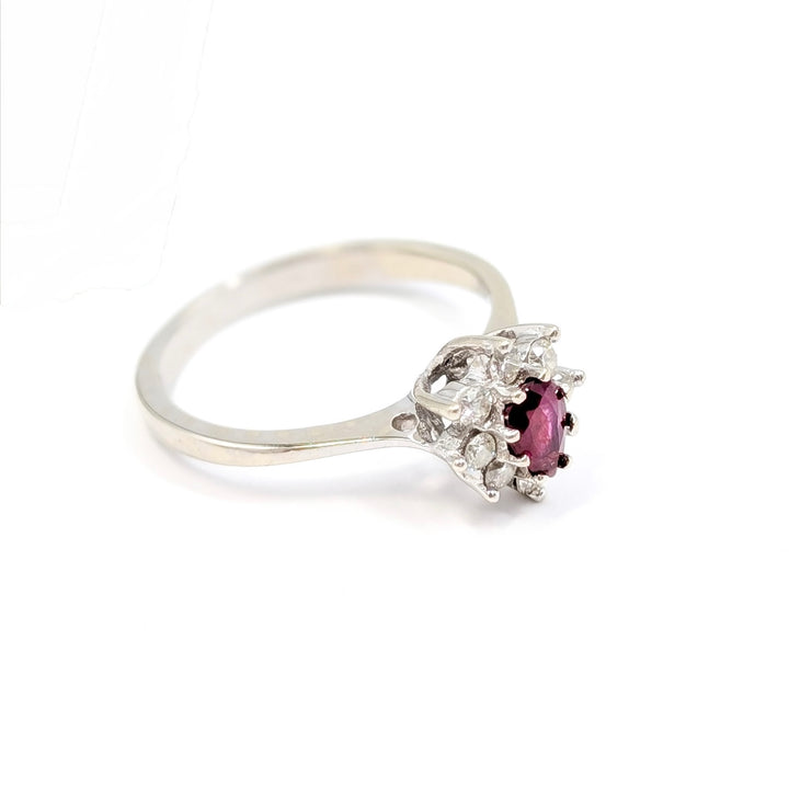 Vintage Ruby & Diamond Ring in 14k White Gold