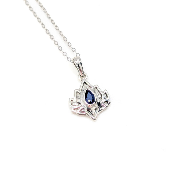 Lotus Gemstone Necklaces in Sterling Silver
