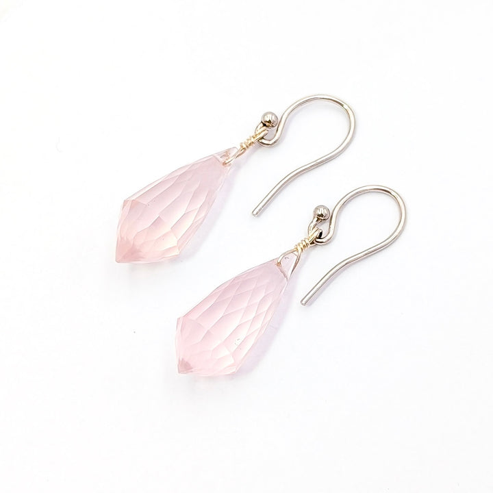 Faceted Rose Quartz Drop Earrings in Sterling Silver