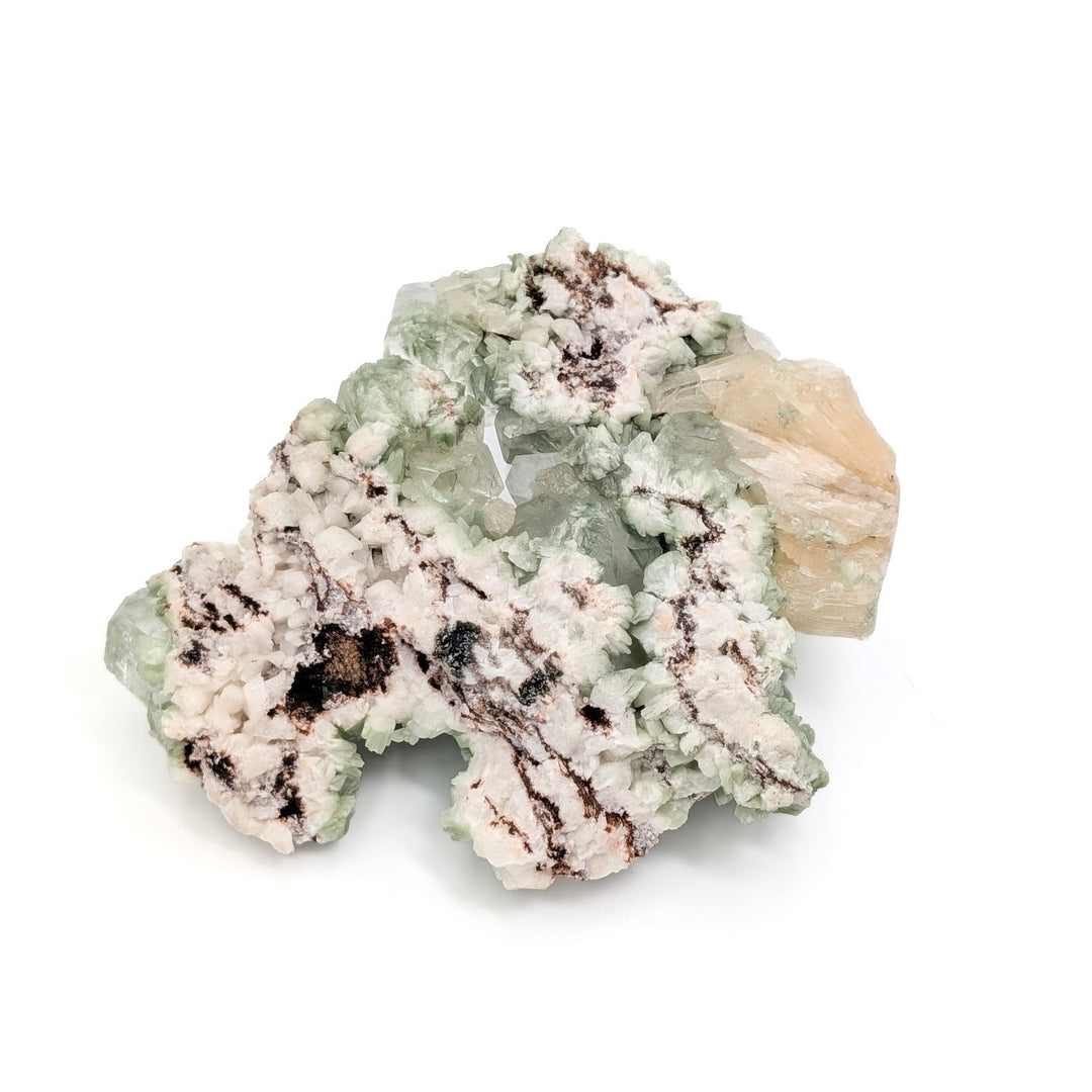 Green Apophyllite with Heulandite & Stilbite Freeform Cluster
