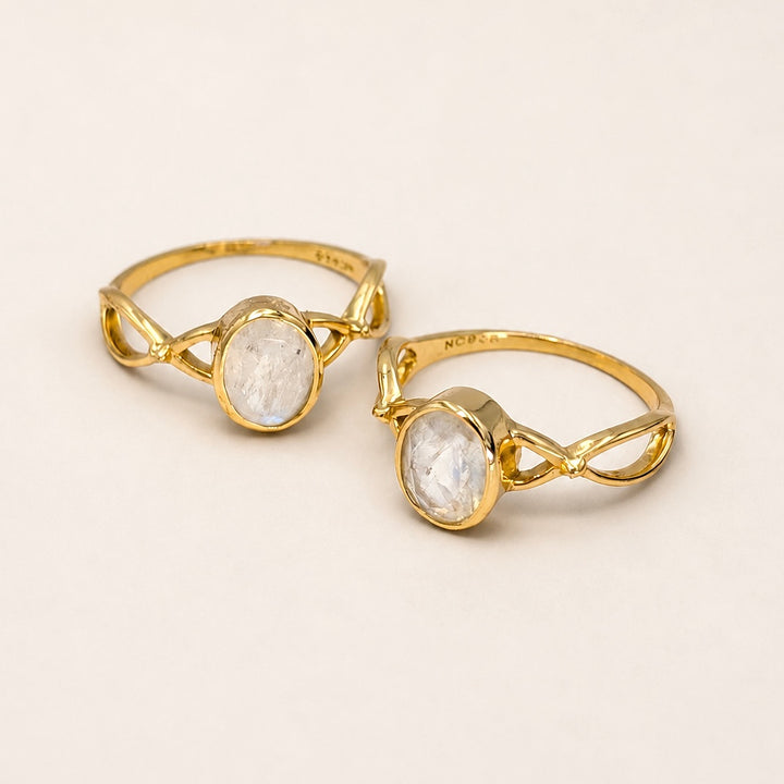 Rainbow Moonstone Ring in Gold over Sterling Silver