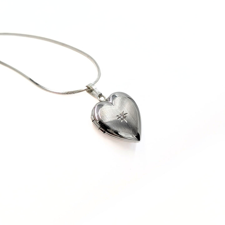 Diamond Accent Heart Locket Necklace in Sterling Silver
