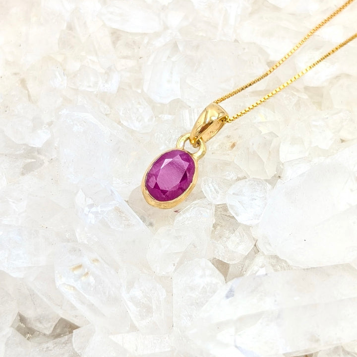 Faceted Ruby Necklace in Gold Over Sterling Silver