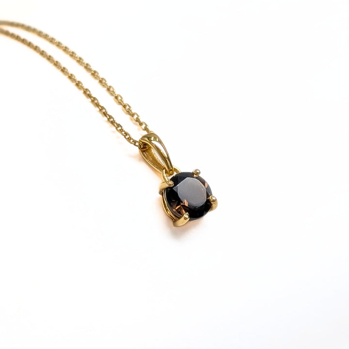Round-Cut Smoky Quartz Necklace in Gold Over Sterling Silver