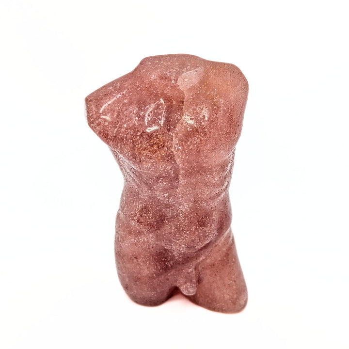 Strawberry Quartz Carved Male Torso Figurine