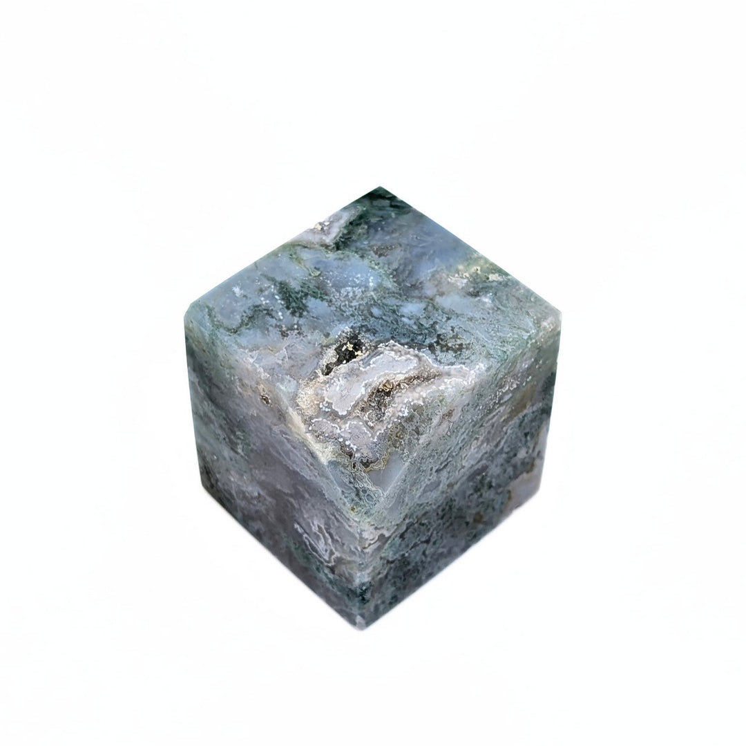 Moss Agate Polished Cube