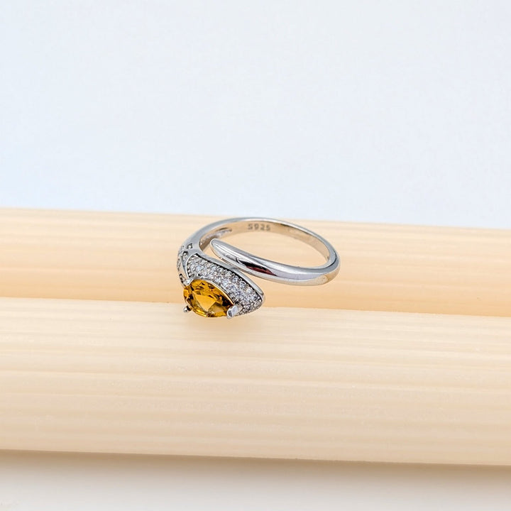 Citrine & Zircon Ring in Sterling Silver