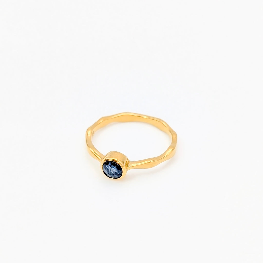 Sapphire Round-Cut Ring in 18K Gold over Sterling Silver