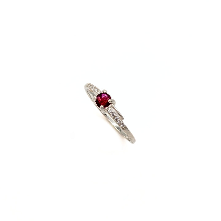 Natural Ruby & Cubic Zirconia Ring in Sterling Silver