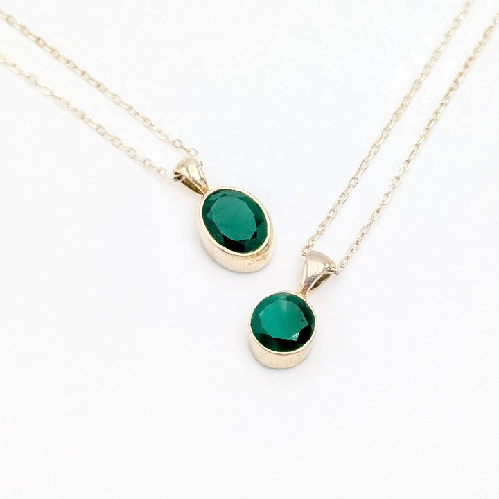 Faceted Emerald Necklace in Sterling Silver