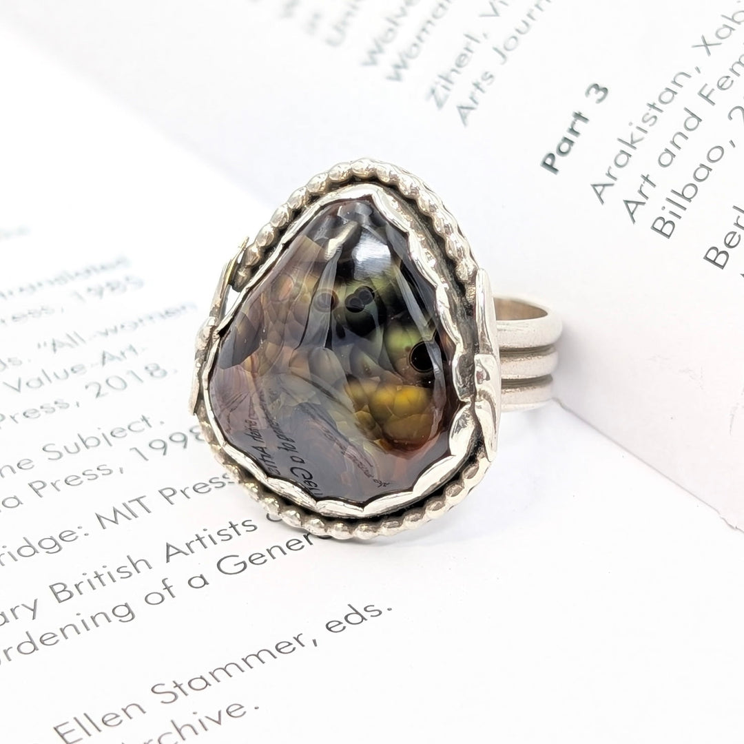 Fire Agate Ring in Sterling Silver