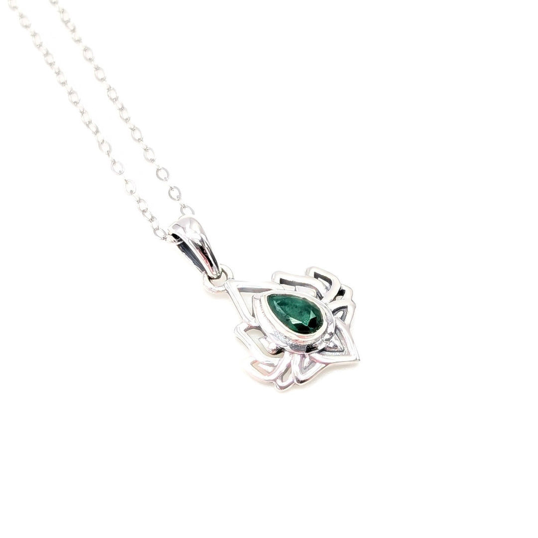 Lotus Gemstone Necklaces in Sterling Silver