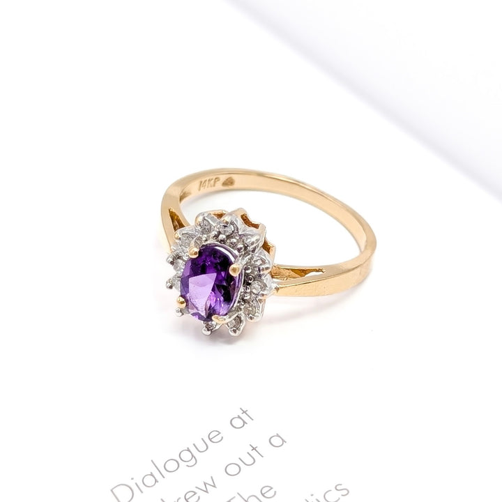 Vintage Amethyst & Diamond Ring in 14k Gold