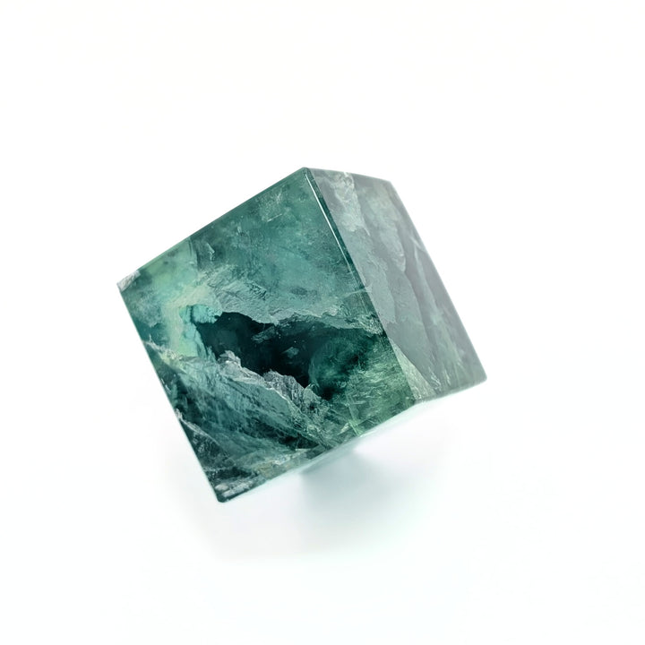 Polished Green Fluorite Standing Cube