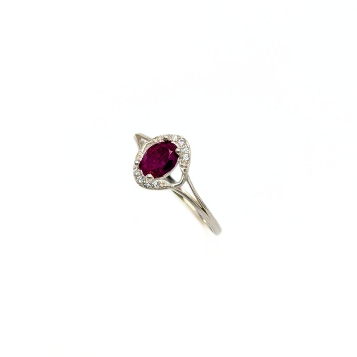 Natural Ruby & Cubic Zirconia Ring in Sterling Silver