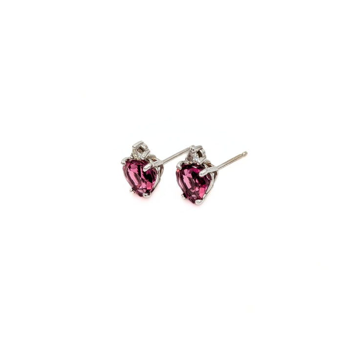 Pink Tourmaline &  Diamond Accent Stud Earrings in 14K White Gold