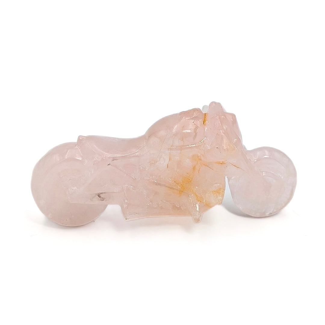 Rose Quartz Carved Motorcycle Figurine