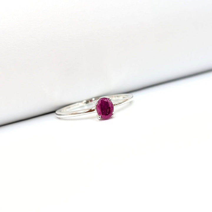 Oval-Cut Ruby Ring Set in Sterling Silver