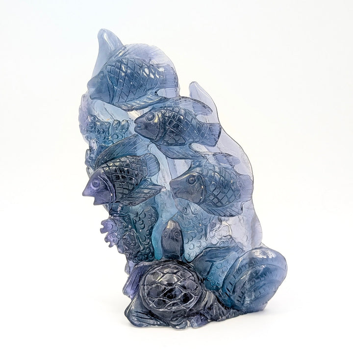 Rainbow Fluorite Fish & Sea Turtle Carved Sculpture