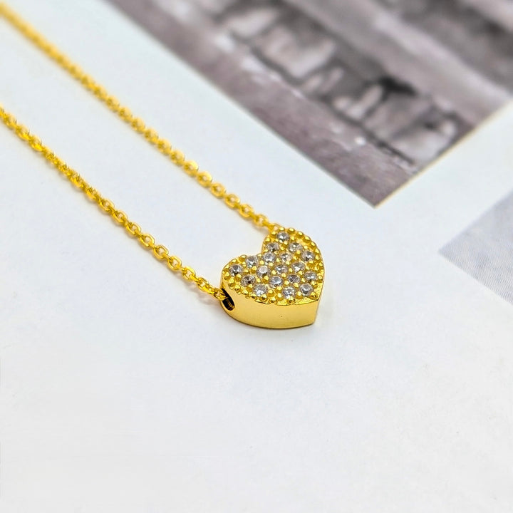 Cubic Zirconia Heart Necklace in 18K Gold-Plated Sterling Silver