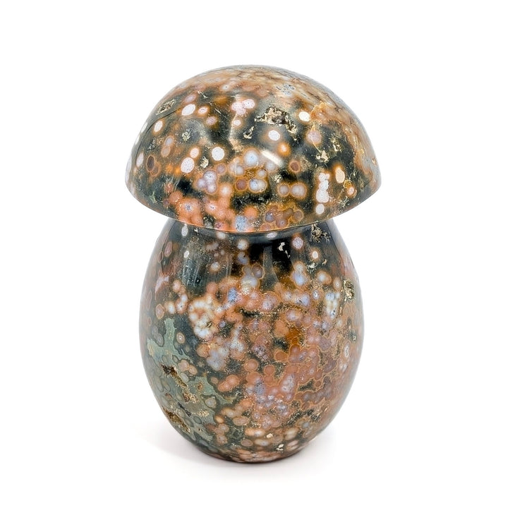 Orbicular Ocean Jasper Carved Mushroom