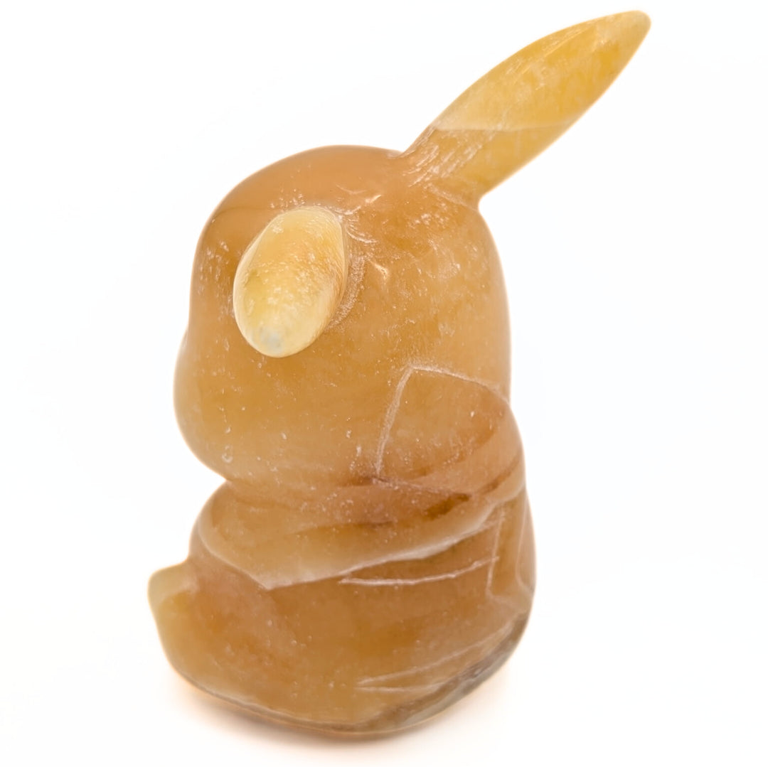 Orange Calcite Pokémon-Inspired Pikachu Carved Figurine