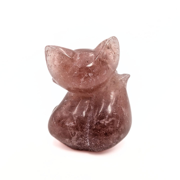 Strawberry Quartz Fox Carved Figurine