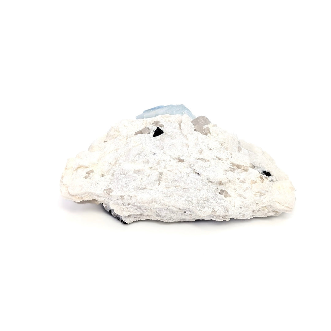 Aquamarine on Cleavelandite with Quartz & Black Tourmaline