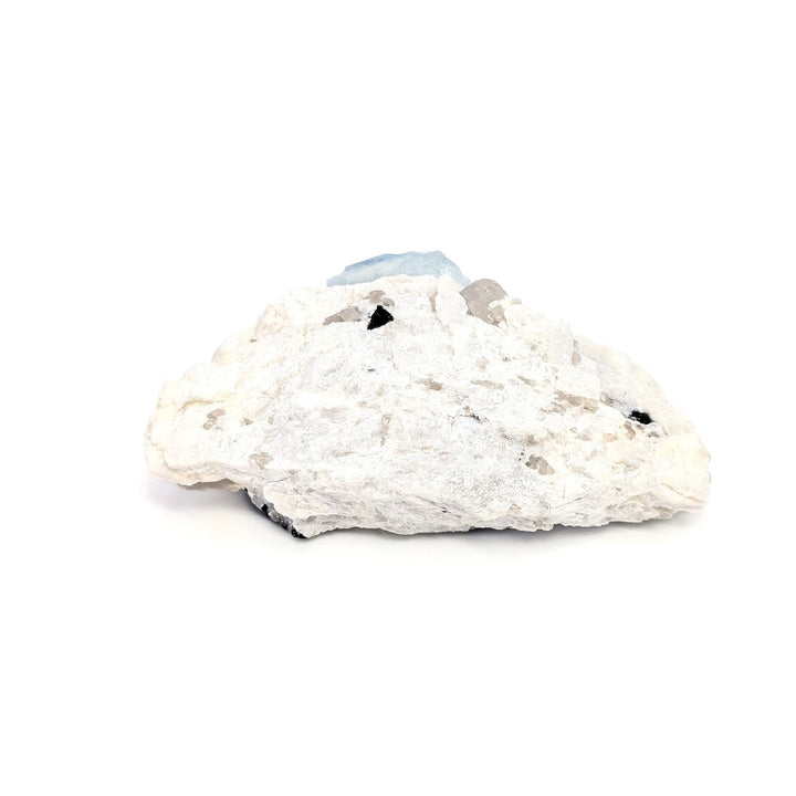 Aquamarine on Cleavelandite with Quartz & Black Tourmaline